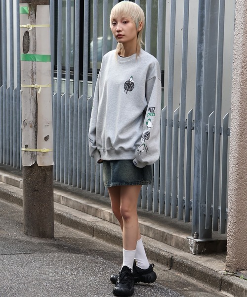 VISION STREET WEAR（ヴィジョンストリートウェア）の「【VISION STREET WEAR/ヴィジョンストリートウェア】Ghost Circle Logo Crewneck Sweatshirt/ゴースト サークルロゴ クルーネック トレーナー スウェット（スウェット・メンズ・ホワイト/ライトグレー/ブルーグレー/ブラック・M/L/LL）」の12枚目の写真
