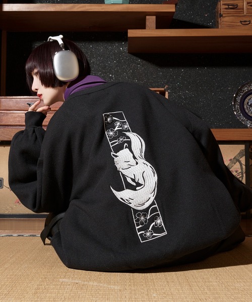 狐刺繍ファイヤーフックカーディガン（カーディガン/ボレロ）｜狐独