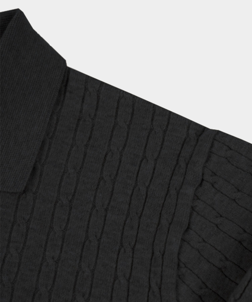 BIRBANTE(ビルバンテ)の「ソフトウォッシャブルケーブルカラーニット - ブラック(ニット/セーター・メンズ・ブラック・SMALL/LARGE)」の4枚目の写真