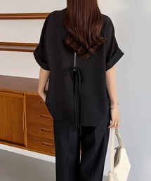 callautia（カラウティア）の「リネンライク半袖ジャケット+タックスラックスパンツset（セットアップ）」