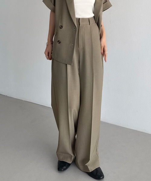 callautia(カラウティア)の「リネンライク半袖ジャケット+タックスラックスパンツset(セットアップ・レディース・ダークグレー/ブラック/グレイッシュベージュ/チャコール/ダークベージュ・MEDIUM/SMALL/X-LARGE/LARGE)」の17枚目の写真