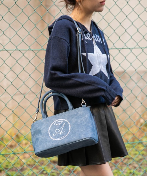 GORGE（ゴージ）の「《刺繍ロゴ×2WAY》アンティークレザー風デザイン◎大人可愛いミニトートバッグ（トートバッグ・レディース・アイボリー/ブラック/ブルー・F）」の8枚目の写真