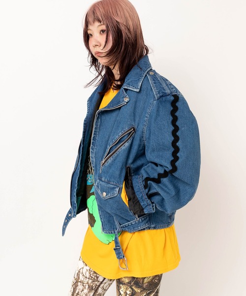 RNA（アールエヌエー）の「J2175 デニムBIGライダース（デニムジャケット・レディース・ブルー/ブラック・MEDIUM）」の6枚目の写真