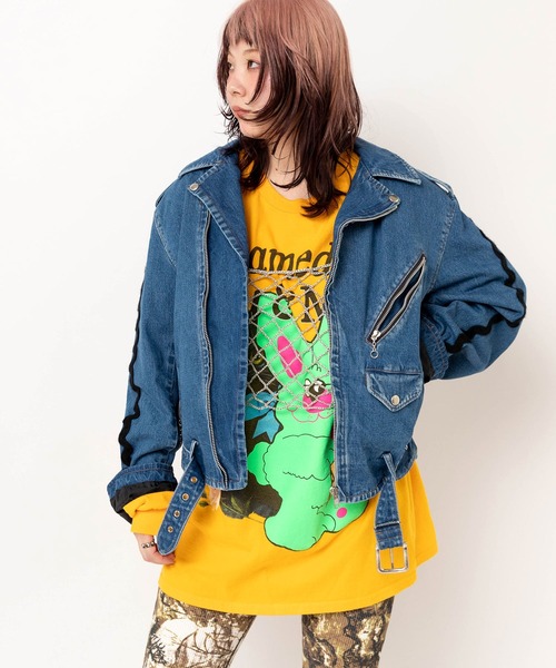 RNA（アールエヌエー）の「J2175 デニムBIGライダース（デニムジャケット・レディース・ブルー/ブラック・MEDIUM）」の7枚目の写真