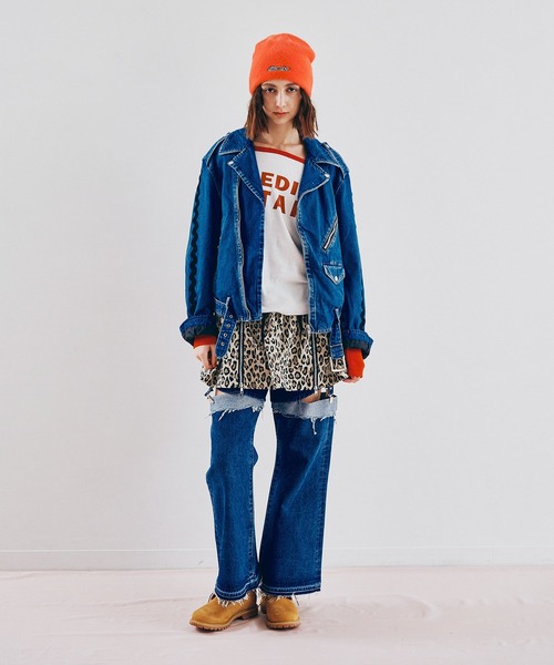 RNA(アールエヌエー)の「J2175 デニムBIGライダース(デニムジャケット・レディース・ブルー/ブラック・MEDIUM)」の7枚目の写真