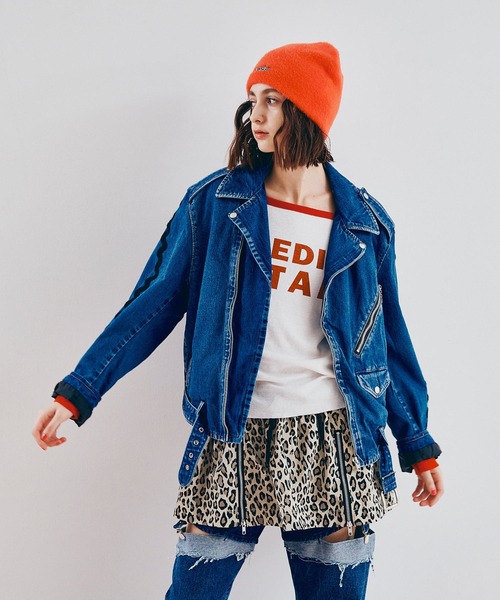 RNA(アールエヌエー)の「J2175 デニムBIGライダース(デニムジャケット・レディース・ブルー/ブラック・MEDIUM)」の9枚目の写真