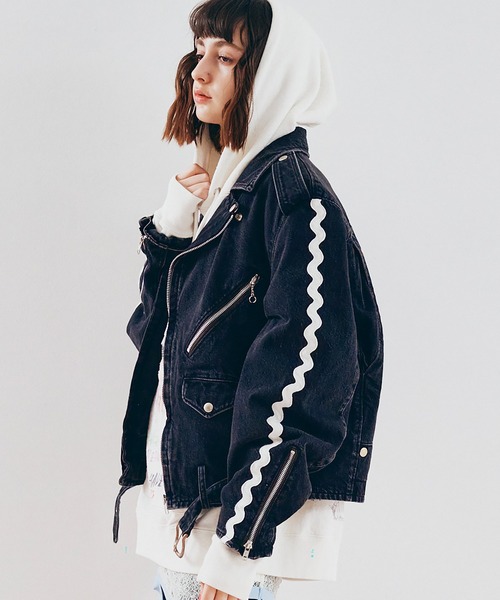 RNA(アールエヌエー)の「J2175 デニムBIGライダース(デニムジャケット・レディース・ブルー/ブラック・MEDIUM)」の16枚目の写真