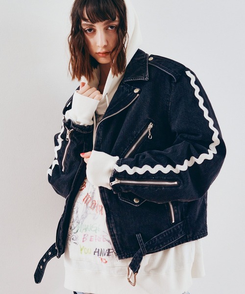 RNA(アールエヌエー)の「J2175 デニムBIGライダース(デニムジャケット・レディース・ブルー/ブラック・MEDIUM)」の14枚目の写真