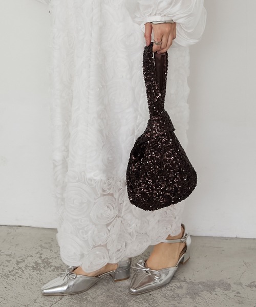 forksy.（フォルクシー）の「【forksy.】【オケージョン対応】スパンコールワンハンドルバッグ（ハンドバッグ・レディース・ダークブラウン/ホワイト/シルバー/ピンク・FREE）」の3枚目の写真