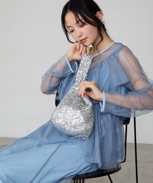 forksy.（フォルクシー）の「【forksy.】【オケージョン対応】スパンコールワンハンドルバッグ（ハンドバッグ・レディース・ダークブラウン/ホワイト/シルバー/ピンク・FREE）」の7枚目の写真