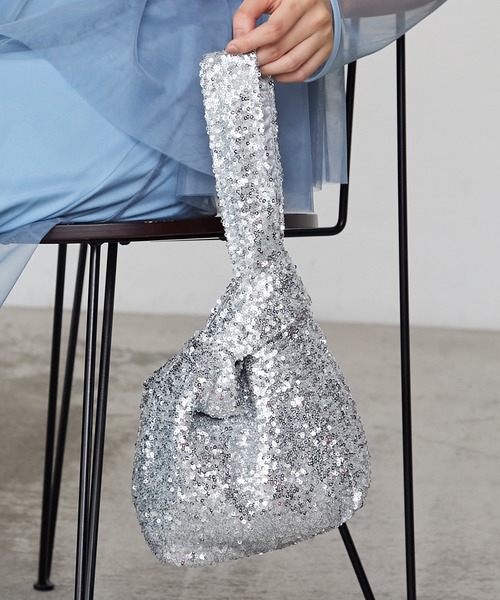 forksy.（フォルクシー）の「【forksy.】【オケージョン対応】スパンコールワンハンドルバッグ（ハンドバッグ・レディース・ダークブラウン/ホワイト/シルバー/ピンク・FREE）」の8枚目の写真