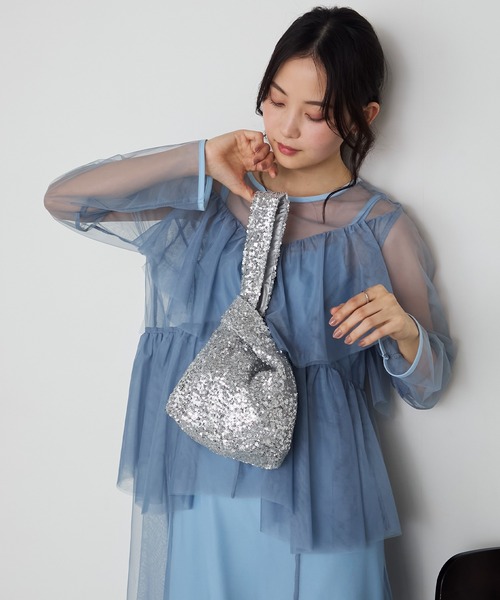 forksy.（フォルクシー）の「【forksy.】【オケージョン対応】スパンコールワンハンドルバッグ（ハンドバッグ・レディース・ダークブラウン/ホワイト/シルバー/ピンク・FREE）」の10枚目の写真