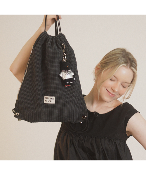 INT] Gym sack string bag _ plaid check navy black（バックパック