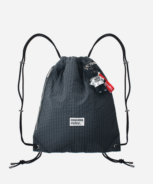 セール】[INT] Gym sack string bag _ plaid check navy black（バック