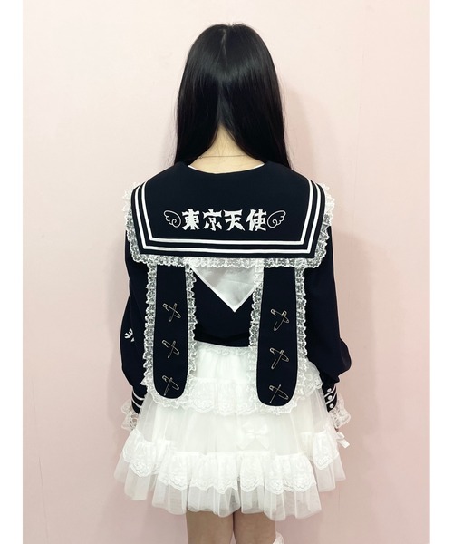 Jamie エーエヌケー（ジェイミーエーエヌケー）の「リメイクJK制服TOPS（シャツ/ブラウス・レディース・ピンク/ブラック・M）」の8枚目の写真