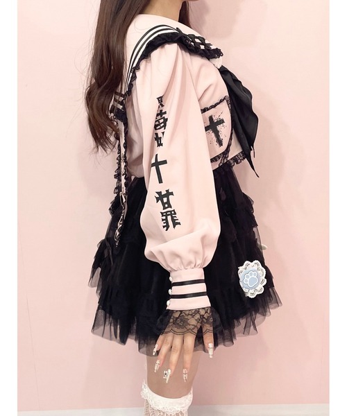 Jamie エーエヌケー（ジェイミーエーエヌケー）の「リメイクJK制服TOPS（シャツ/ブラウス・レディース・ピンク/ブラック・M）」の15枚目の写真