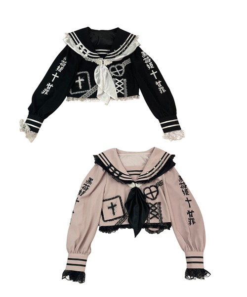 Jamie エーエヌケー（ジェイミーエーエヌケー）の「リメイクJK制服TOPS（シャツ/ブラウス・レディース・ピンク/ブラック・M）」の16枚目の写真