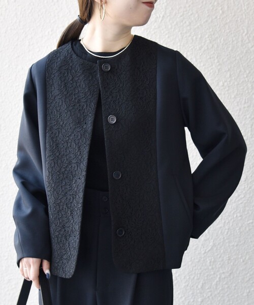 セール】SHIPS any:〈手洗い可能〉ダブルクロス レース 切替 ノー