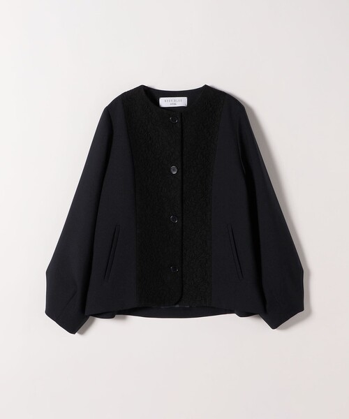 SHIPS any（シップス エニィ）の「〈手洗い可能〉ダブルクロス レース 切替 ノーカラー ジャケット［NAVY BLUE］（ノーカラージャケット・レディース・ネイビー/オフホワイト・ONE SIZE）」の20枚目の写真
