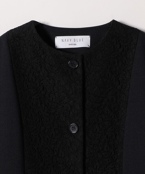 SHIPS any（シップス エニィ）の「〈手洗い可能〉ダブルクロス レース 切替 ノーカラー ジャケット［NAVY BLUE］（ノーカラージャケット・レディース・ネイビー/オフホワイト・ONE SIZE）」の21枚目の写真