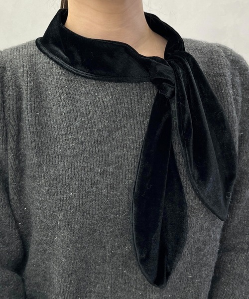 MISCH MASCH（ミッシュマッシュ）の「一部店舗限定 配色リボンボウタイ風ニットプルオーバー（ニット/セーター・レディース・ホワイト/チャコールグレー・ﾌﾘ-）」の11枚目の写真