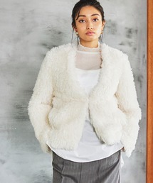 VERSEAU（ヴェルソー）の「【VERSEAU/ヴェルソー】プードルファーカーディガンジャケット（ノーカラージャケット）」