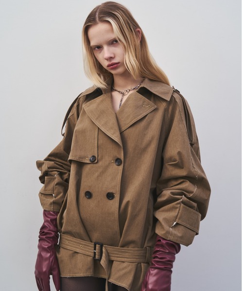 JOSE MOON(ジョゼムーン)の「OVER FLAME TRENCHCOAT/オーバーフレームトレンチコート(トレンチコート・レディース・ベージュ/グレー・36/38)」の21枚目の写真