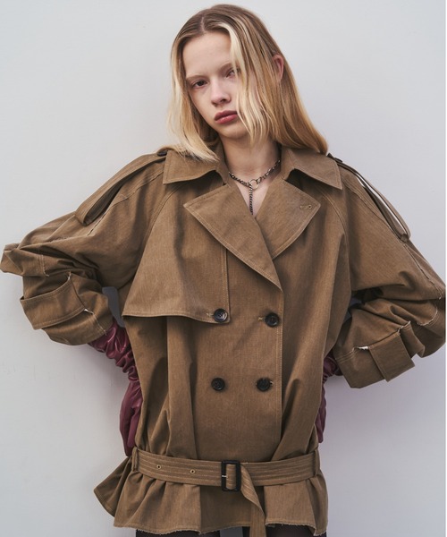 JOSE MOON(ジョゼムーン)の「OVER FLAME TRENCHCOAT/オーバーフレームトレンチコート(トレンチコート・レディース・ベージュ/グレー・36/38)」の20枚目の写真