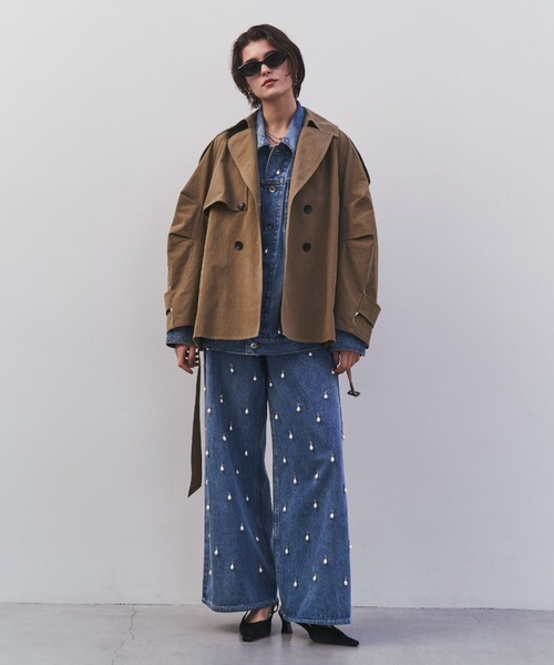 JOSE MOON(ジョゼムーン)の「OVER FLAME TRENCHCOAT/オーバーフレームトレンチコート(トレンチコート・レディース・ベージュ/グレー・36/38)」の5枚目の写真