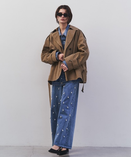 JOSE MOON(ジョゼムーン)の「OVER FLAME TRENCHCOAT/オーバーフレームトレンチコート(トレンチコート・レディース・ベージュ/グレー・36/38)」の6枚目の写真