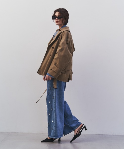 JOSE MOON(ジョゼムーン)の「OVER FLAME TRENCHCOAT/オーバーフレームトレンチコート(トレンチコート・レディース・ベージュ/グレー・36/38)」の7枚目の写真