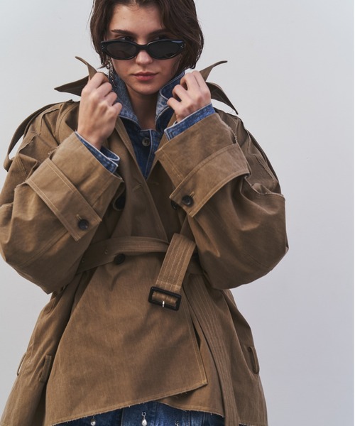 JOSE MOON(ジョゼムーン)の「OVER FLAME TRENCHCOAT/オーバーフレームトレンチコート(トレンチコート・レディース・ベージュ/グレー・36/38)」の8枚目の写真