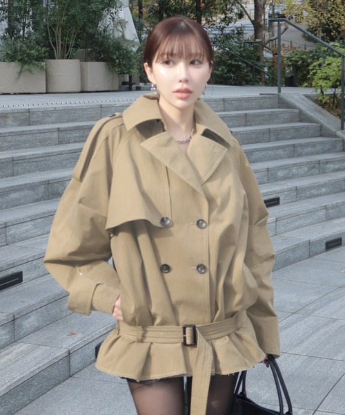 JOSE MOON（ジョゼムーン）の「OVER FLAME TRENCHCOAT/オーバーフレームトレンチコート（トレンチコート・レディース・ベージュ/グレー・36/38）」の3枚目の写真