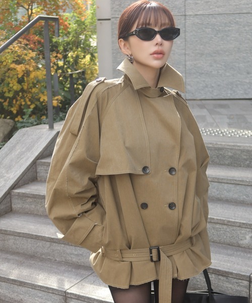 JOSE MOON（ジョゼムーン）の「OVER FLAME TRENCHCOAT/オーバーフレームトレンチコート（トレンチコート・レディース・ベージュ/グレー・36/38）」の4枚目の写真