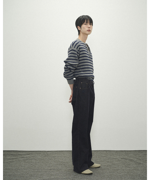 POKER FACE（ポーカーフェイス）の「CABLE STRIPE HENLEY NECK KNIT GREY（ニット/セーター・レディース・その他・46/48/50）」の5枚目の写真