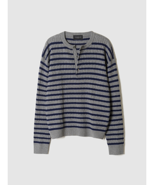 POKER FACE（ポーカーフェイス）の「CABLE STRIPE HENLEY NECK KNIT GREY（ニット/セーター・レディース・その他・46/48/50）」の6枚目の写真