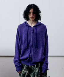 ROUND POCKET KNIT ZIP-UP PURPLE