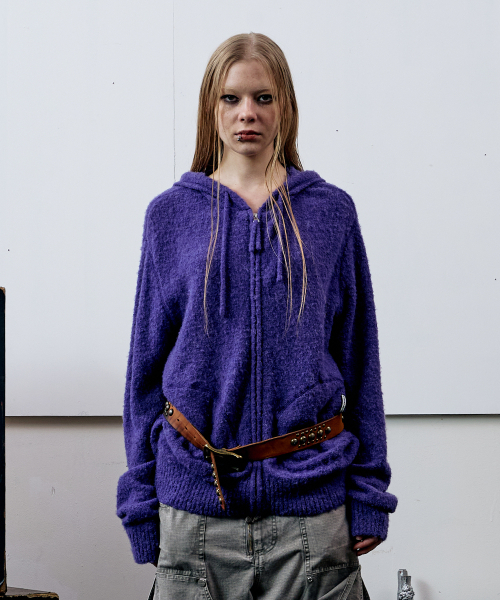 THEVINYLHOUSE(ザバイニルハウス)の「ROUND POCKET KNIT ZIP-UP PURPLE(パーカー・メンズ・その他・S/M/L)」の2枚目の写真