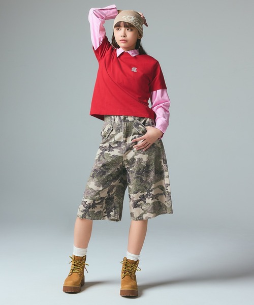 X-girl（エックスガール）の「FLAP POCKET SHORTS（デニムパンツ・レディース・ブラック/カモフラージュ/ライトインディゴブルー・XS/S/M）」の6枚目の写真