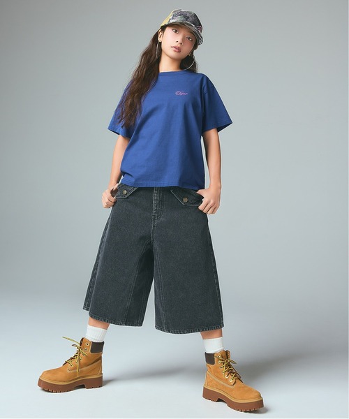 X-girl（エックスガール）の「FLAP POCKET SHORTS（デニムパンツ・レディース・ブラック/カモフラージュ/ライトインディゴブルー・XS/S/M）」の11枚目の写真