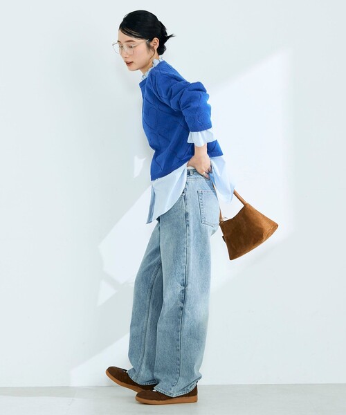 fredy emue（フレディエミュ）の「LINEN混ハート透かし柄ニット（ニット/セーター・レディース・オフホワイト/ブルー/チャコールグレー・38）」の7枚目の写真