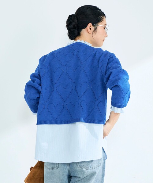 fredy emue（フレディエミュ）の「LINEN混ハート透かし柄ニット（ニット/セーター・レディース・オフホワイト/ブルー/チャコールグレー・38）」の13枚目の写真