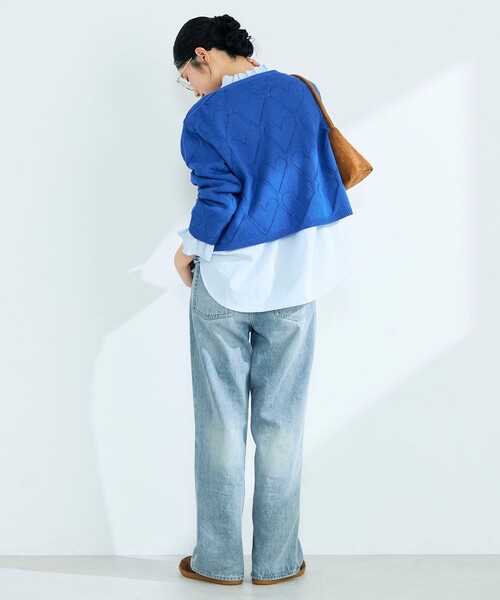 fredy emue（フレディエミュ）の「LINEN混ハート透かし柄ニット（ニット/セーター・レディース・オフホワイト/ブルー/チャコールグレー・38）」の16枚目の写真