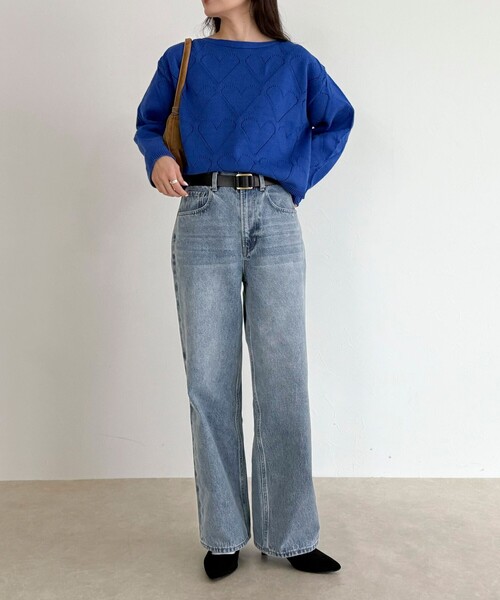 fredy emue（フレディエミュ）の「LINEN混ハート透かし柄ニット（ニット/セーター・レディース・オフホワイト/ブルー/チャコールグレー・38）」の18枚目の写真