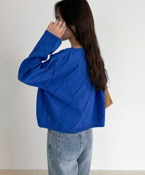 fredy emue（フレディエミュ）の「LINEN混ハート透かし柄ニット（ニット/セーター・レディース・オフホワイト/ブルー/チャコールグレー・38）」の22枚目の写真