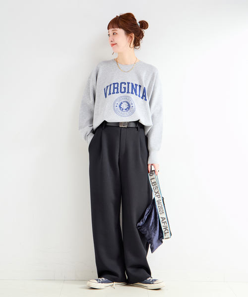 B.C STOCK(ベーセーストック)の「《3点セット》ジャカードロゴニットベルト付きダンボールパンツ(その他パンツ・レディース・チャコールグレー/ブラウン/コバルトブルー・FREE)」の2枚目の写真