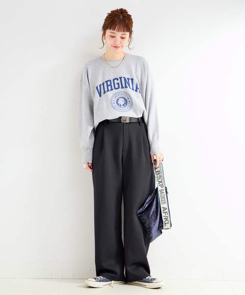 B.C STOCK(ベーセーストック)の「《3点セット》ジャカードロゴニットベルト付きダンボールパンツ(その他パンツ・レディース・チャコールグレー/ブラウン/コバルトブルー・FREE)」の4枚目の写真