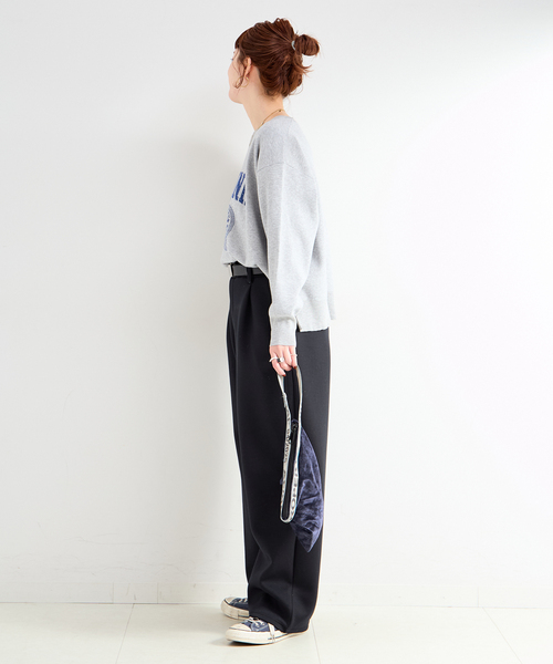 B.C STOCK(ベーセーストック)の「《3点セット》ジャカードロゴニットベルト付きダンボールパンツ(その他パンツ・レディース・チャコールグレー/ブラウン/コバルトブルー・FREE)」の5枚目の写真
