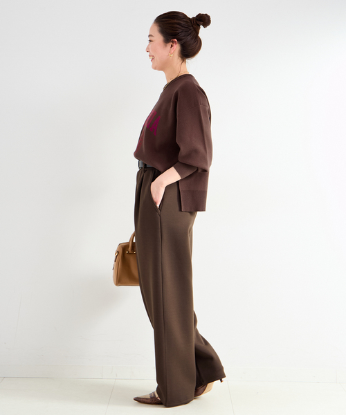 B.C STOCK(ベーセーストック)の「《3点セット》ジャカードロゴニットベルト付きダンボールパンツ(その他パンツ・レディース・チャコールグレー/ブラウン/コバルトブルー・FREE)」の8枚目の写真