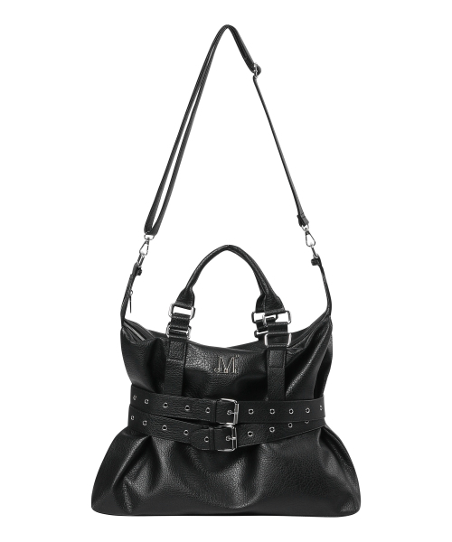 MUCENT（ムセント）の「コルフロントダブルベルトレザートートバッグ 男女共用（トートバッグ・レディース・ブラック・FREE）」の6枚目の写真